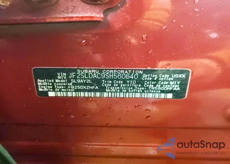 2025 Subaru Forester из США, поврежденный, VIN JF2SLDAC9SH560640